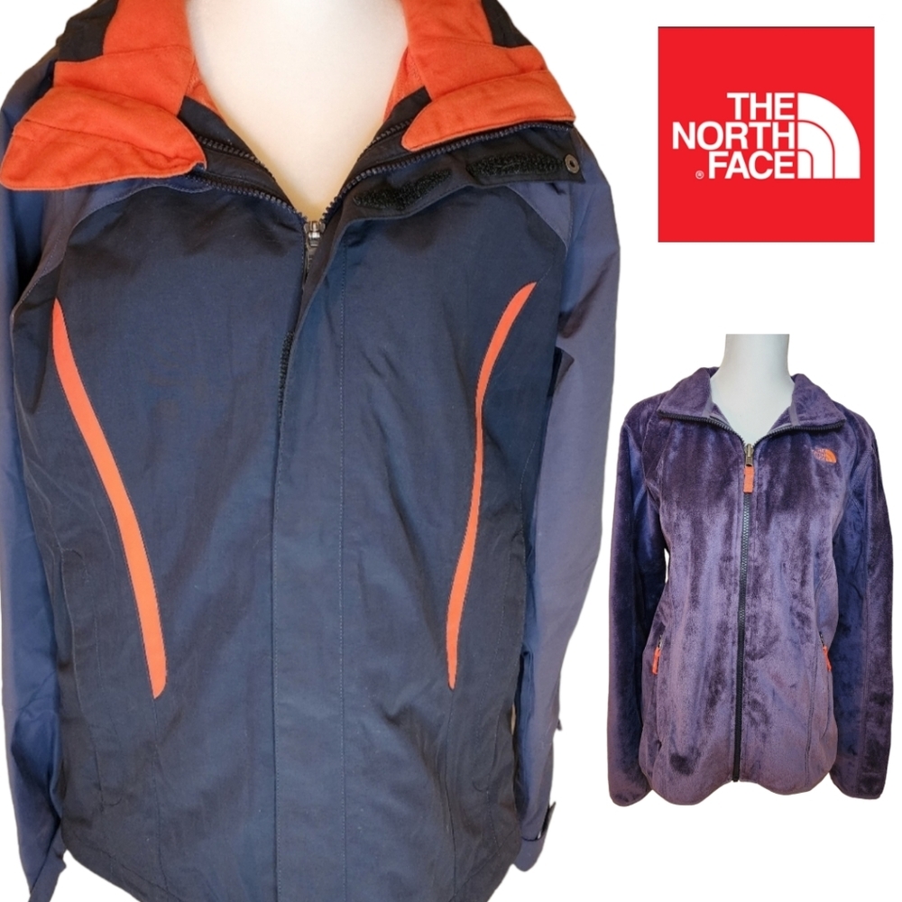 Noth Face 3 in 1 Ski Jacket women's M purple orange fleece
